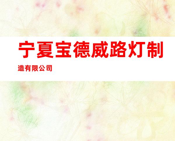 宁夏宝德威路灯制造有限公司