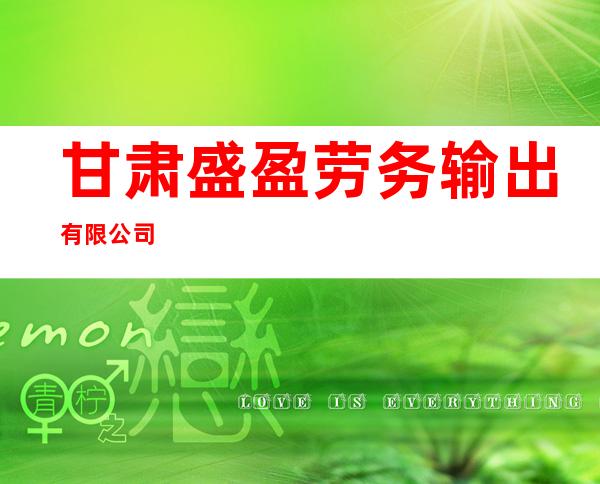 甘肃盛盈劳务输出有限公司